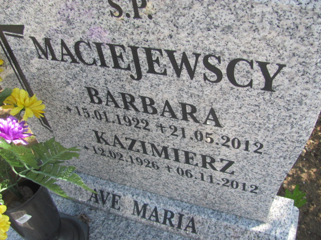Barbara Maciejewska 1922 Gniezno Bierzglinek - Grobonet - Wyszukiwarka osób pochowanych