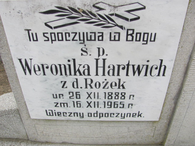 Weronika Hartwich 1888 Gniezno Bierzglinek - Grobonet - Wyszukiwarka osób pochowanych