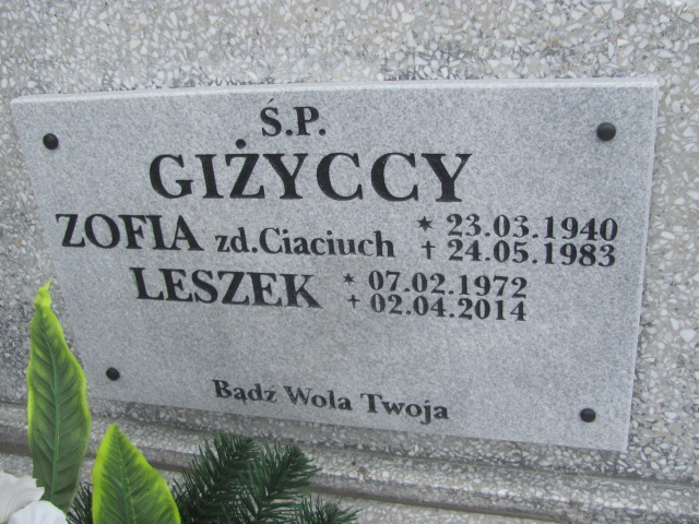 Leszek Giżycki 1972 Gniezno Bierzglinek - Grobonet - Wyszukiwarka osób pochowanych