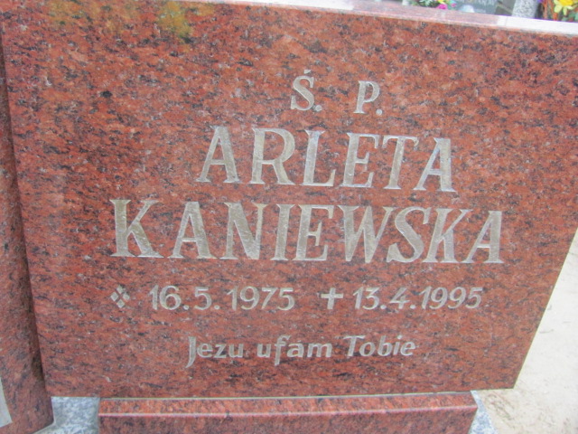 Arleta Kaniewska 1975 Gniezno Bierzglinek - Grobonet - Wyszukiwarka osób pochowanych